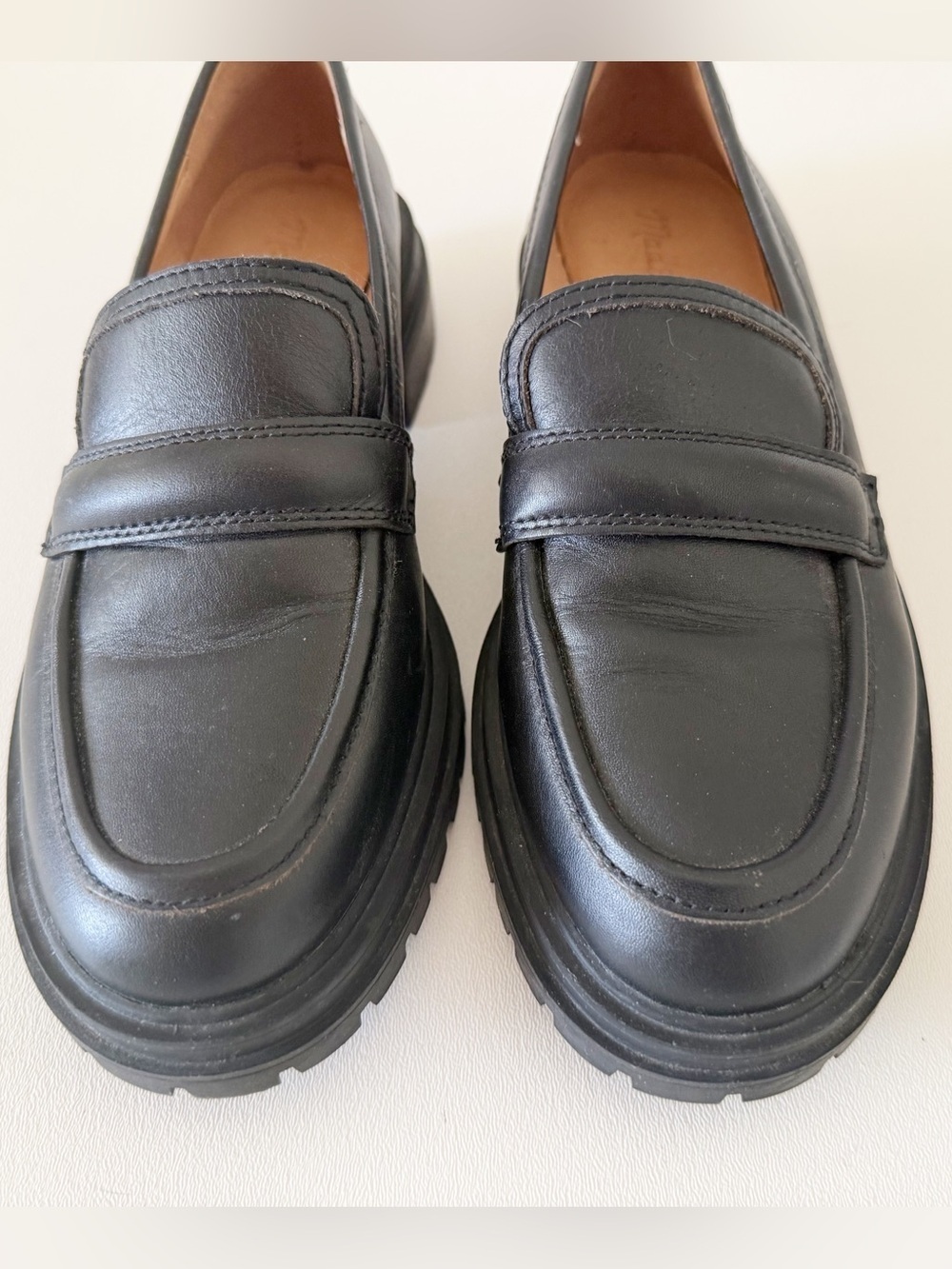 Madewell Shoes The Bradley Leather Lug Sole Penny Loafers Preppy Chic Black 7.5 - Picture 9 of 16
